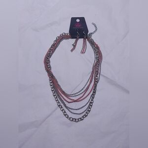 Paparazzi Silver and Pink Layered Necklace